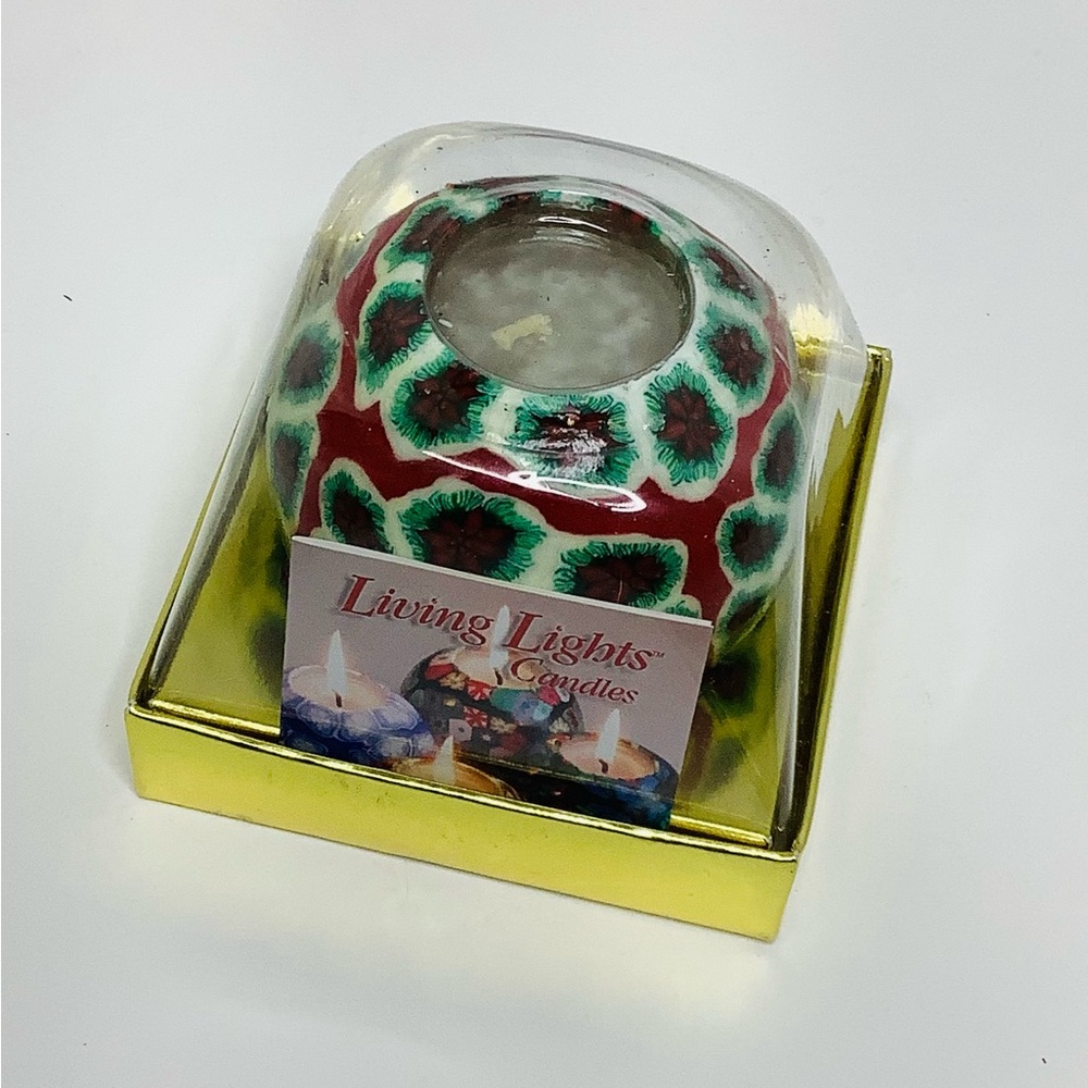 Vintage Living Lights Glowing Candle Candle Christmas Poinsettias NWT Rare 90’s